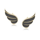 Cercei argint placati cu aur galben aripi cu email negru DiAmanti Z1679EG_B-DIA